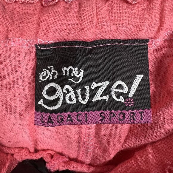 Oh My Gauze Women M Coral Smocked Strapless Top Wide Leg Pant Two Piece Set Boho - Picture 15 of 16